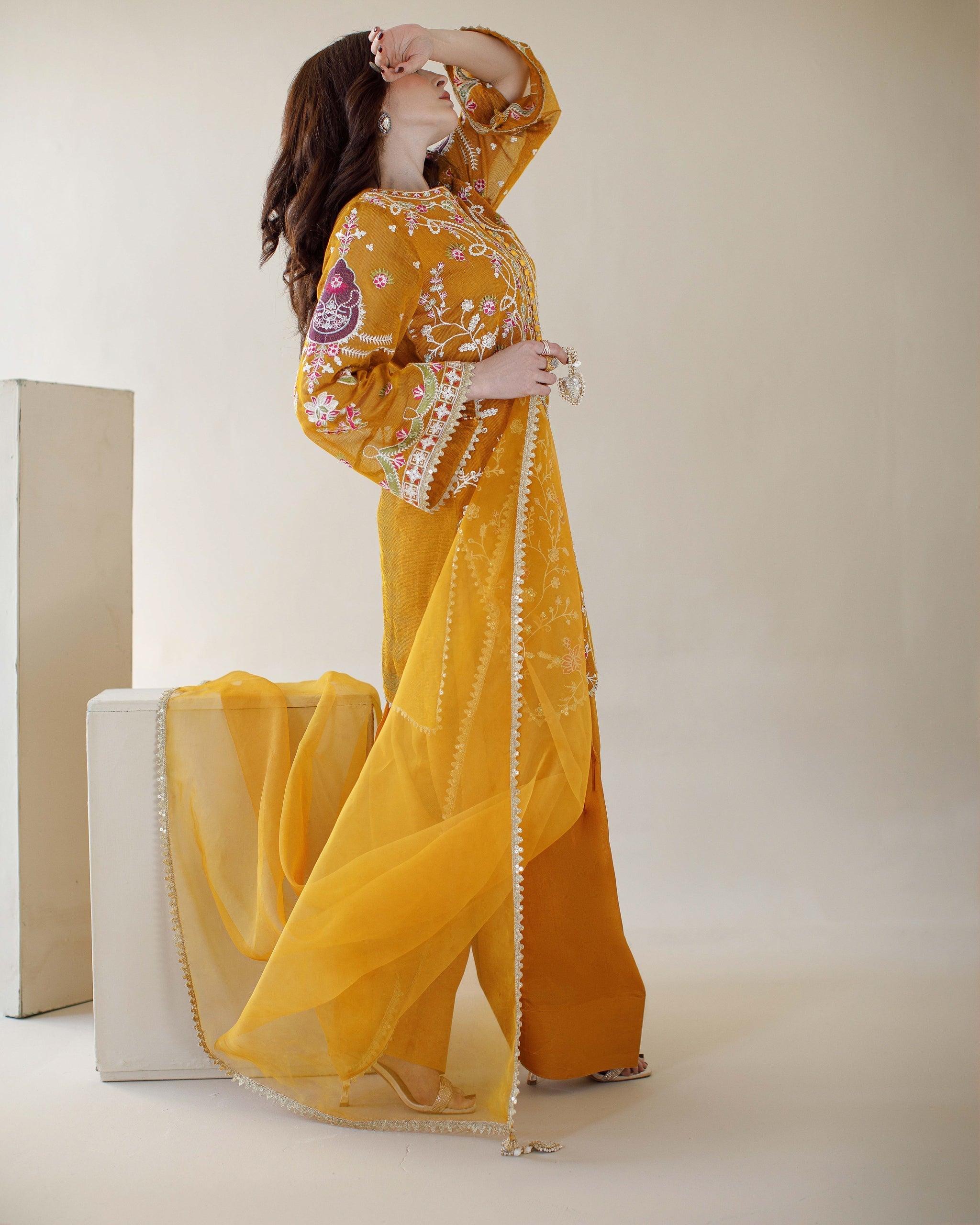 Ombrella - Sunshine - Khaadi Net - Mustard - 3 Piece