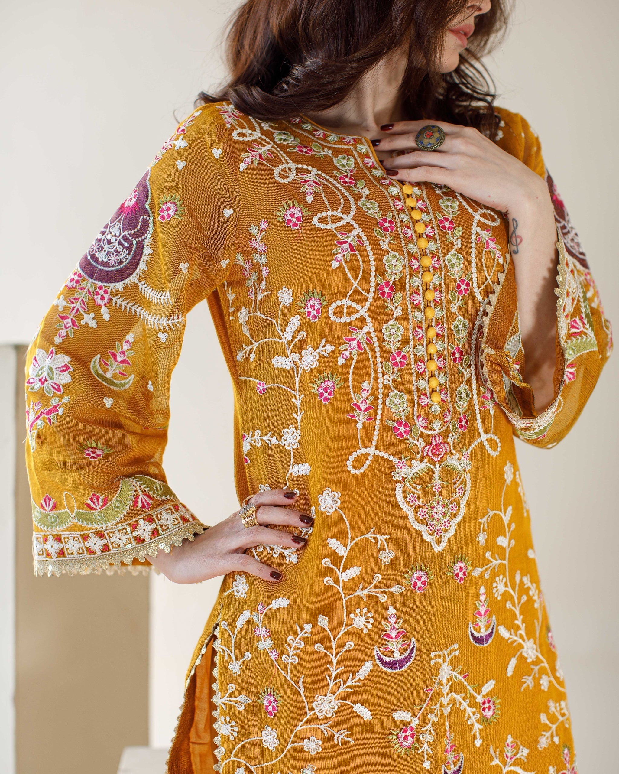 Ombrella - Sunshine - Khaadi Net - Mustard - 3 Piece