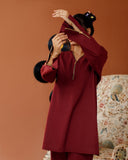 Ombrella - Maroon Melody Maroon Winter Cotton Co-Ord Set For Women - 2 Piece