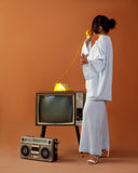 Ombrella - Blue Hour Coord Sky Blue Ribbed knit Co-Ord Set For Women - 2 Piece