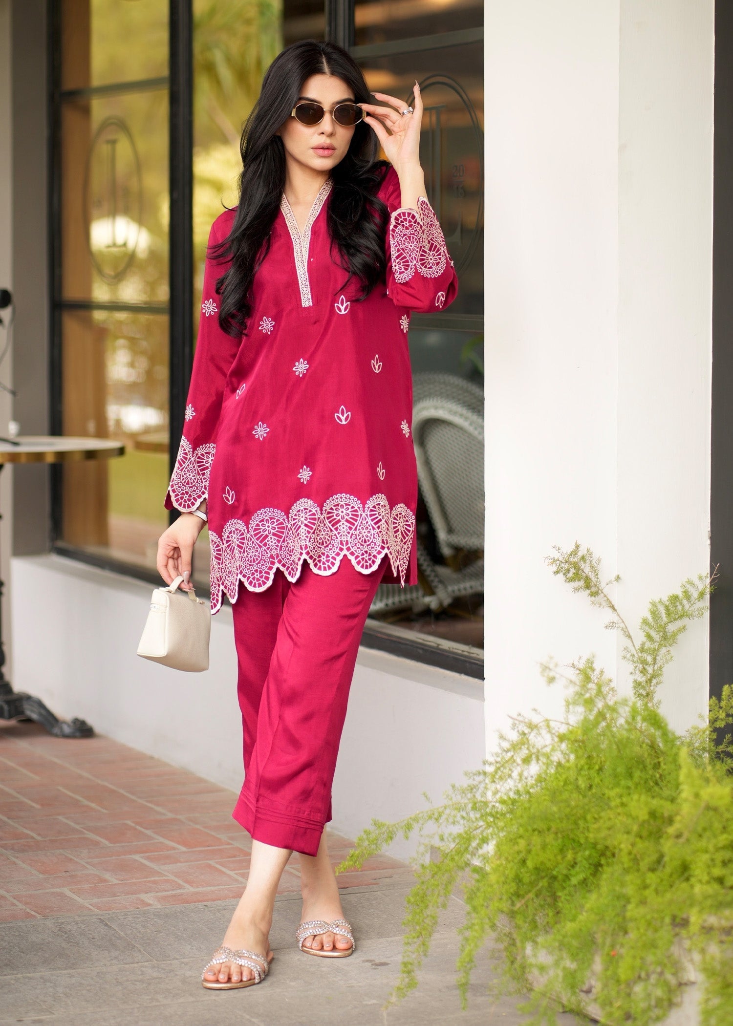 Allure by IH - BERRY - Cherry Red - Raw Silk - 2 Piece