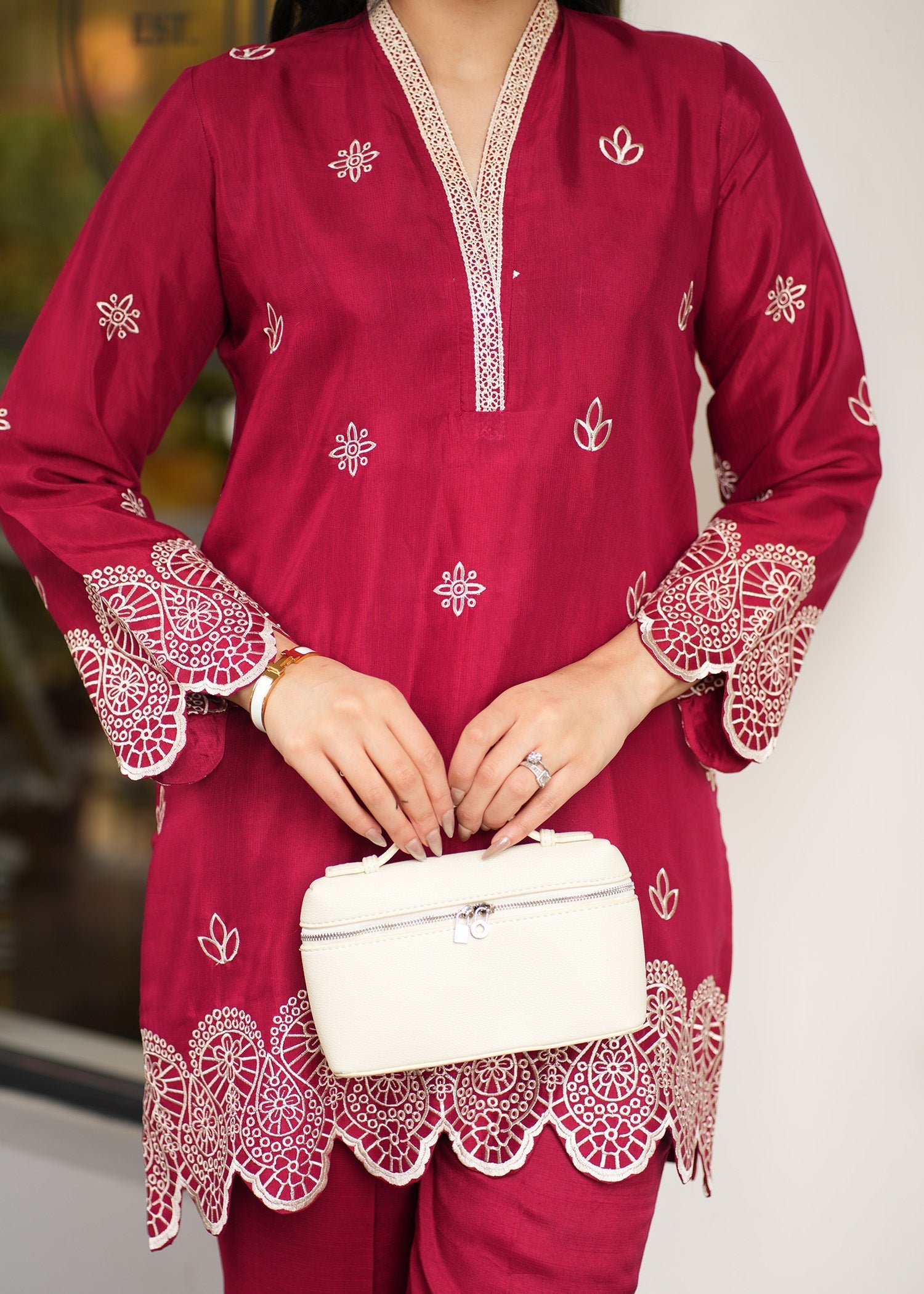 Allure by IH - BERRY - Cherry Red - Raw Silk - 2 Piece
