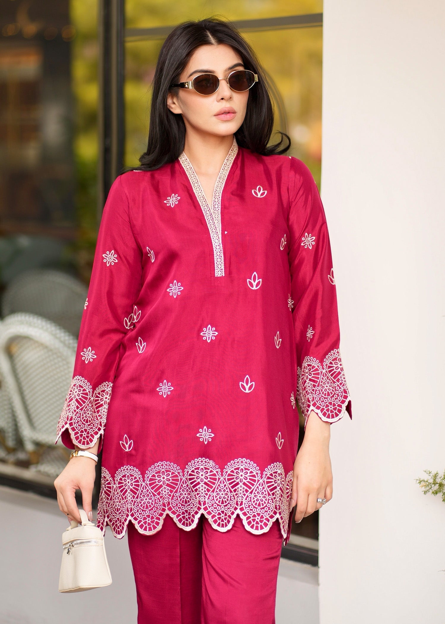 Allure by IH - BERRY - Cherry Red - Raw Silk - 2 Piece