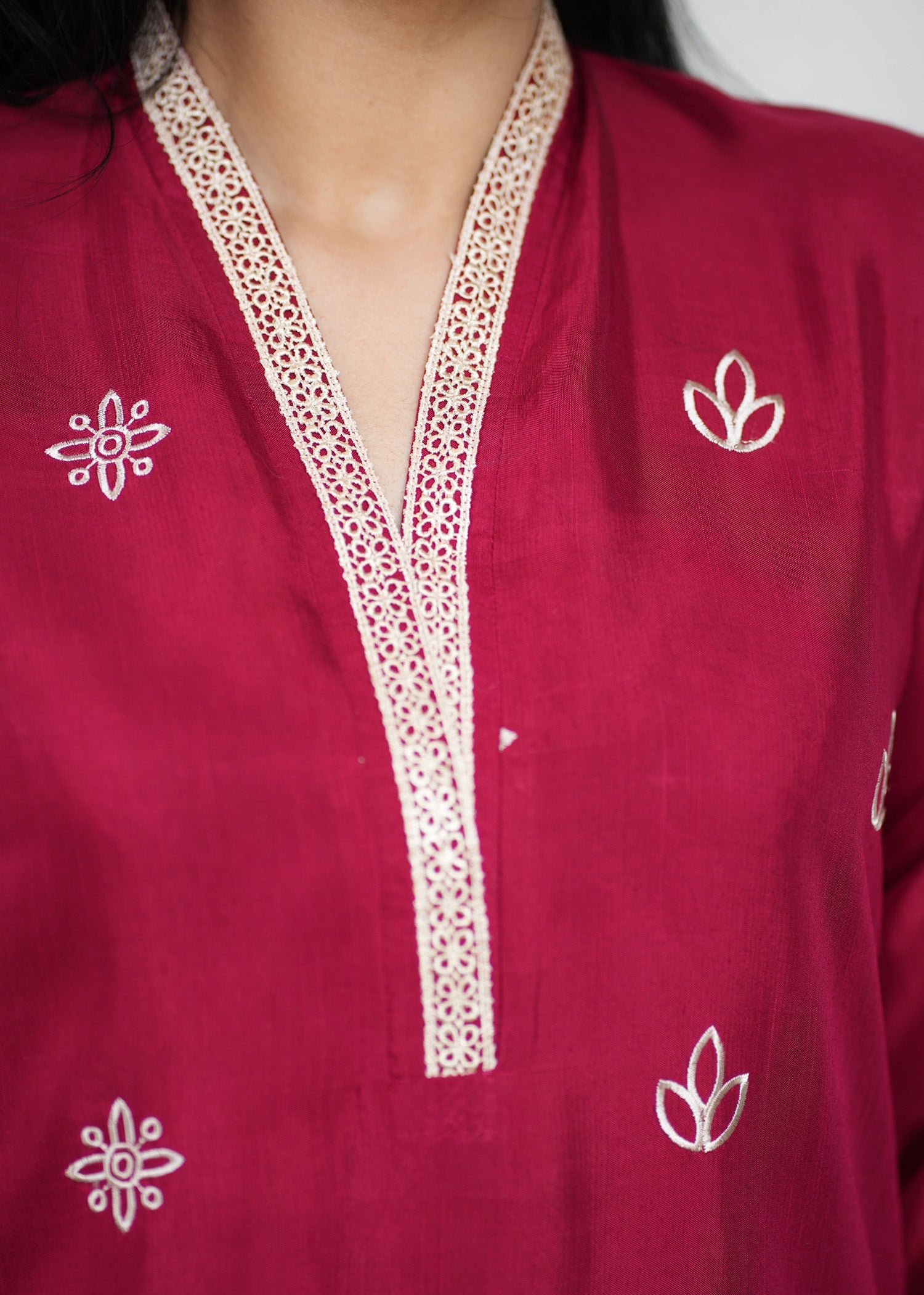 Allure by IH - BERRY - Cherry Red - Raw Silk - 2 Piece
