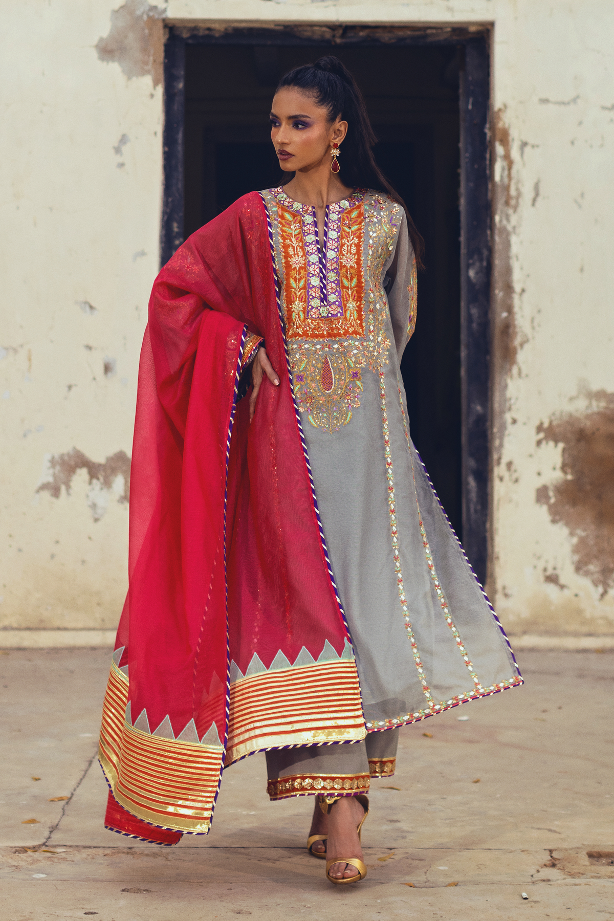Sanam Chaudhri ALEEMA Grey 3 Piece