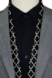 Black Wolf - SILVER GEOMETRIC MEN SCARF - BLACK - SILK - 1 Piece