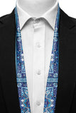 Black Wolf - PERSIAN ART MEN SCARF - TRUE BLUE - SILK - 1 Piece