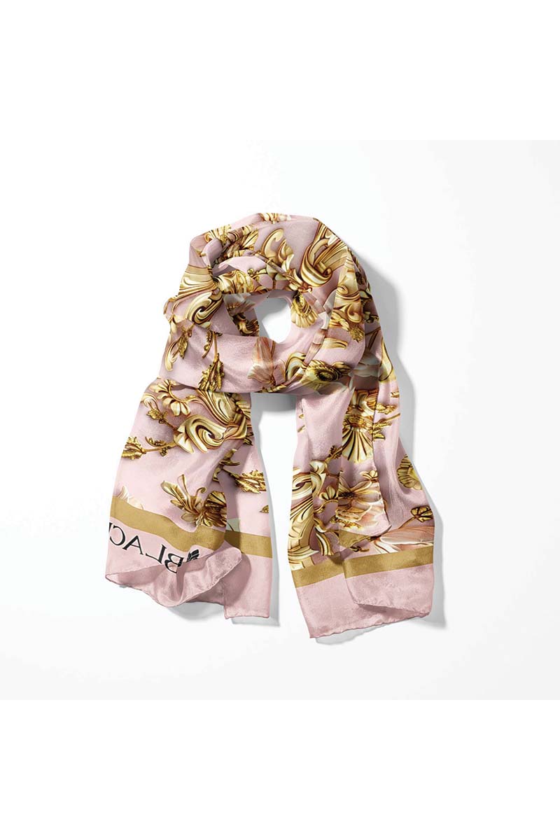 Black Wolf - ORNATE PATTERN MEN SCARF -  Baby Pink - SILK - 1 Piece