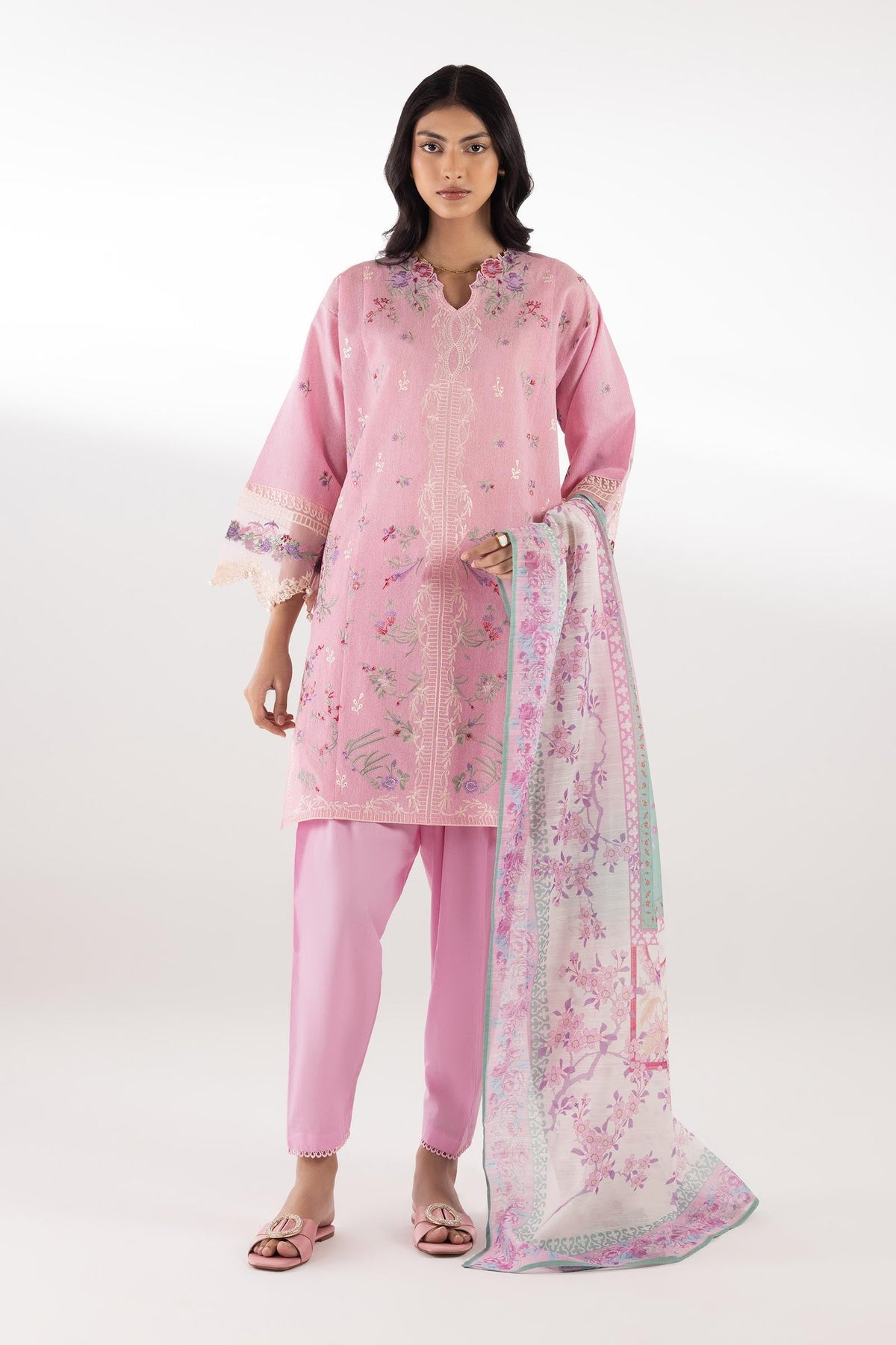 Sana Safinaz - Embroidered Muzlin Lawn Suit For Women - 3 Piece
