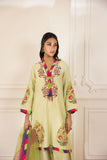 Shehrnaz - Vana - SHK-1490 - Pistachio green - Cotton net - Kurta Set 3 Pcs - 3 Piece