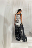 Shehrnaz - Monochrome Embroidered Tunic with Flared Palazzos - White - 3 Piece