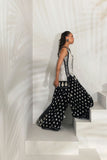 Shehrnaz - Monochrome Embroidered Tunic with Flared Palazzos - White - 3 Piece