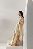 Shehrnaz - Champagne Embroidered Organza Three-Piece Suit - Cream - 3 Piece