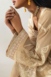 Shehrnaz - Champagne Embroidered Organza Three-Piece Suit - Cream - 3 Piece