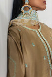 Shehrnaz - Fawn Tunic with Aqua Embroidered Accents - Beige - 3 Piece
