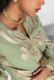 Shehrnaz - Sage Green Heavy Embroidered Scalloped Suit - Mint - 3 Piece