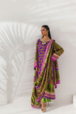 Shehrnaz - Chartreuse & Magenta Vibrant Printed Drape Set - Green - 3 Piece