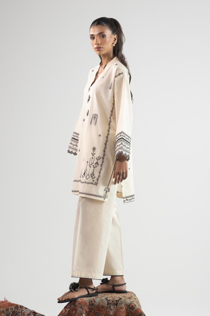 Sana Safinaz - SS25ESE282P2T - Off White - Slub Lawn - 2 Piece