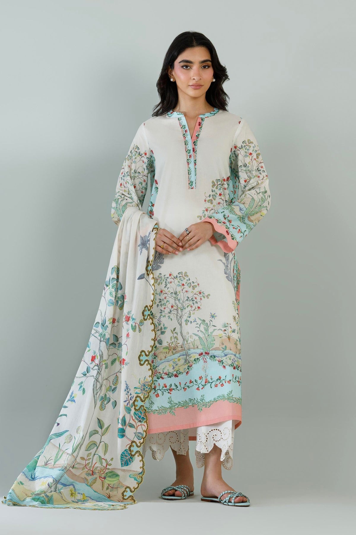 Sana Safinaz - Printed Lawn Suit For Women - 2 Piece