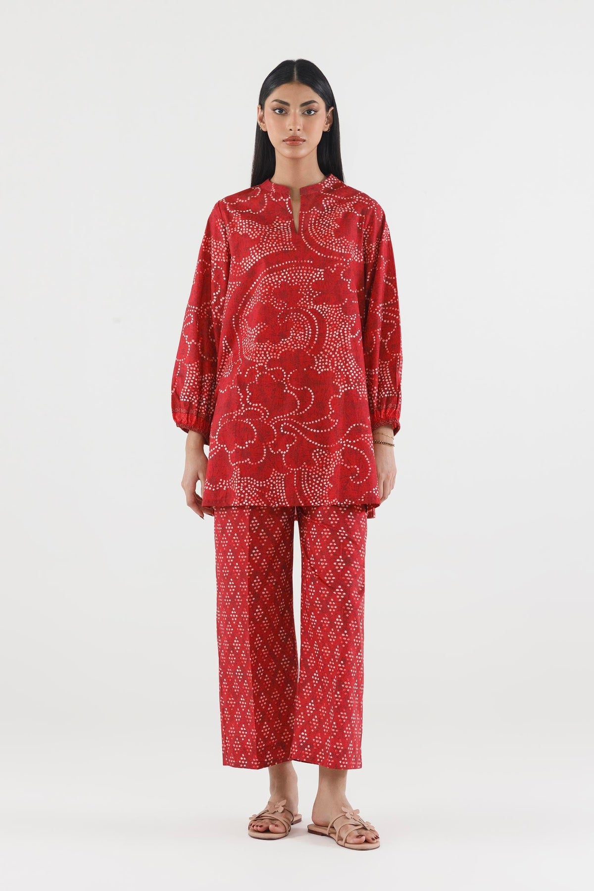 Sana Safinaz Stitched Printed Lawn Suit Red 2 Piece