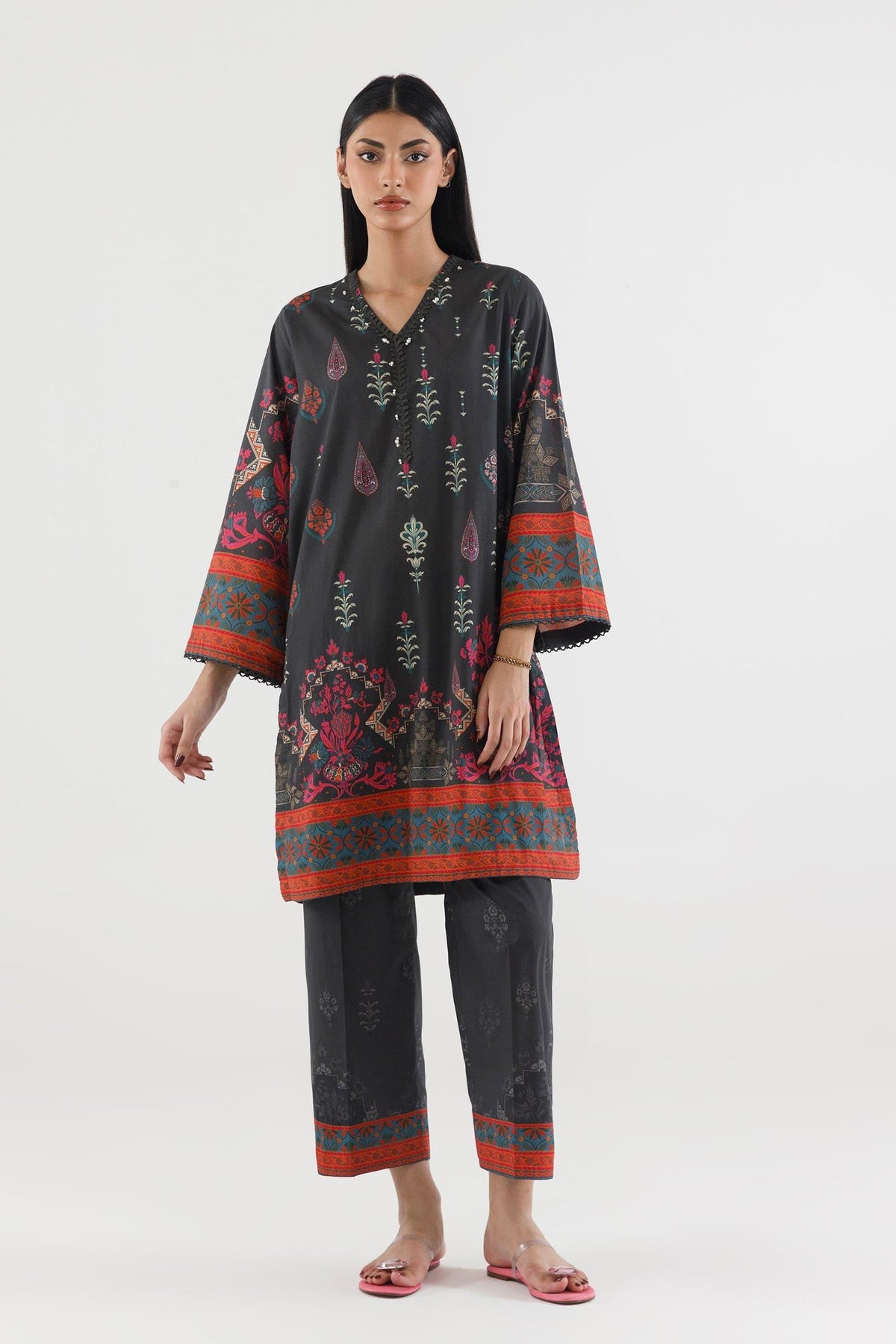 Sana Safinaz Stitched Printed Lawn Suit Kai Green 2 Piece