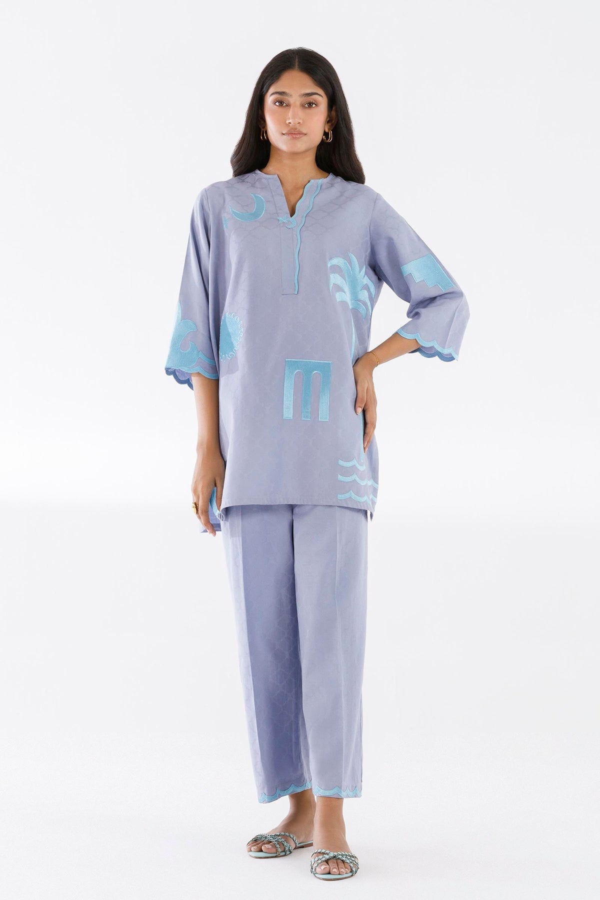 Sana Safinaz - Embroidered Dobby Suit For Women - 2 Piece