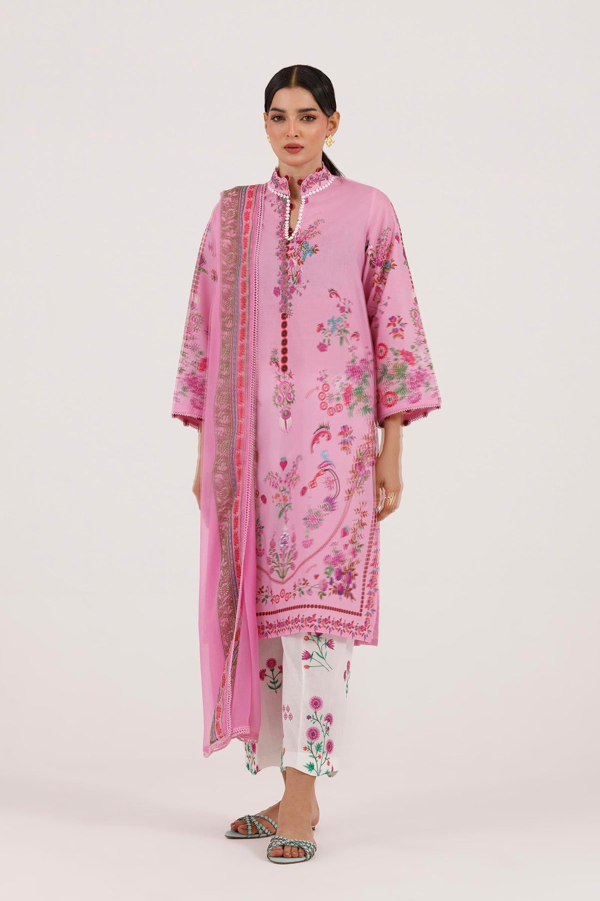 Sana Safinaz - Embroidered Muzlin Suit For Women - 3 Piece
