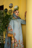 Maria Osama Khan - Sama  - Pastel Blue - Lawn & organza - 3 Piece