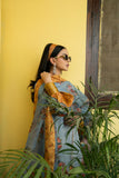 Maria Osama Khan - Sama  - Pastel Blue - Lawn & organza - 3 Piece