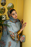 Maria Osama Khan - Sama  - Pastel Blue - Lawn & organza - 3 Piece