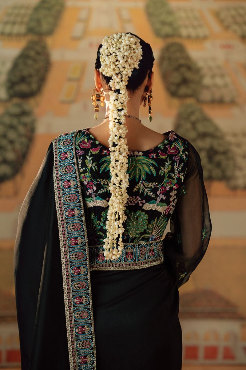 Fozia Khalid - Sangeet - PK Silk & Organza - Black - 3 Piece