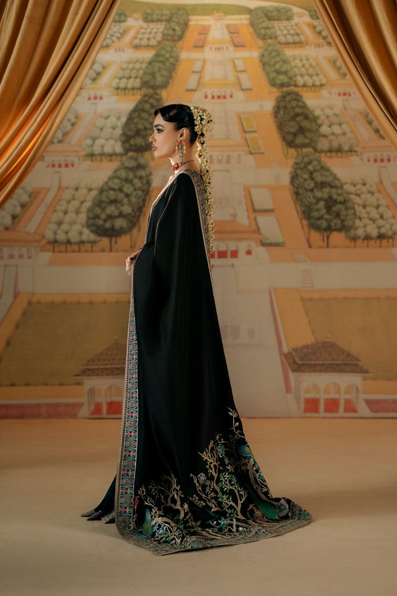 Fozia Khalid - Sangeet - PK Silk & Organza - Black - 3 Piece