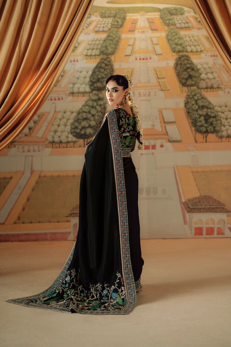 Fozia Khalid - Sangeet - PK Silk & Organza - Black - 3 Piece