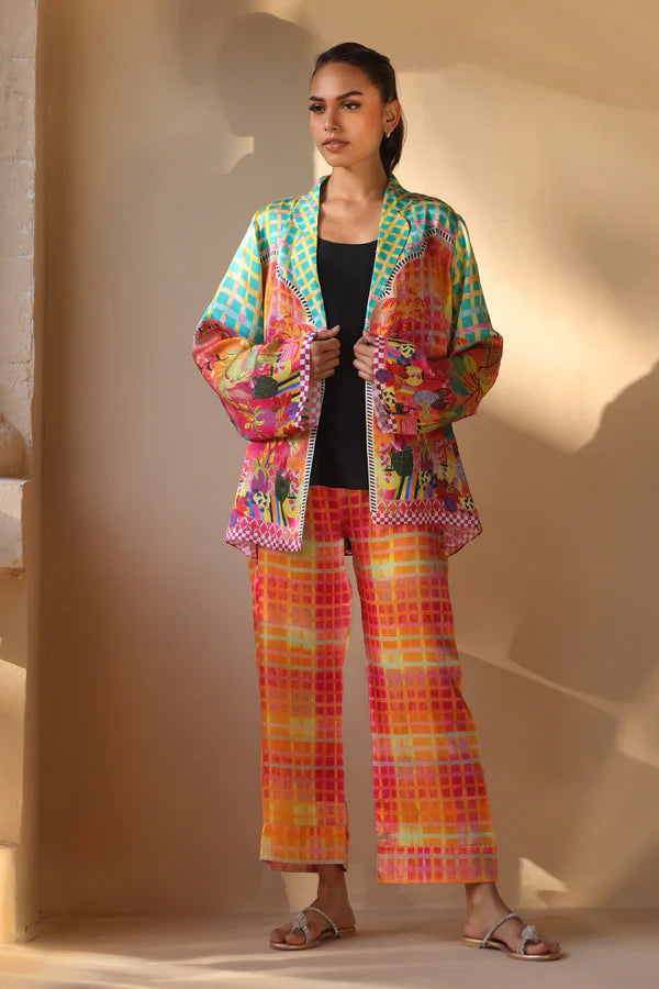 Sania Maskatiya - Savya - Crepe , Crepe - Tangerine - 2 Piece