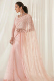 Nilofer Shahid - Pearl Silk Embroidered Saree with Pure Net Blouse and Silk Peti Coat - Serenity - 3 Piece - Studio by TCS