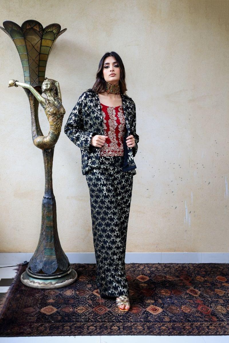 Huma Adnan - Sikara - Chiffon - Black - 2 Piece - Studio by TCS