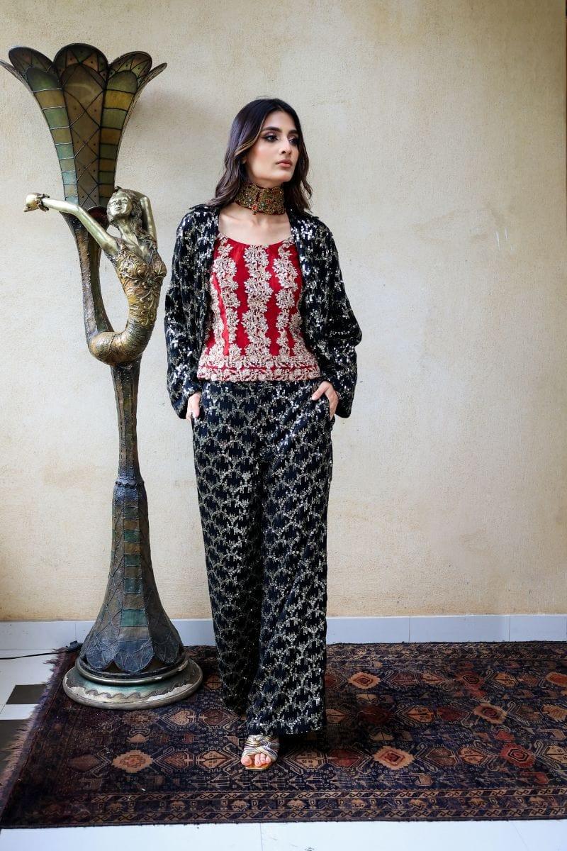 Huma Adnan - Sikara - Chiffon - Black - 2 Piece - Studio by TCS