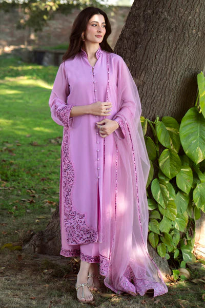 Natasha Kamal - Gorgette Chiffon Summer Suit For Women - Dark Pink - 3 Piece