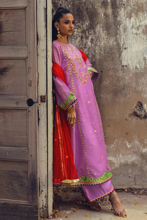 Sanam Chaudhri - Surkh Cotton Net Suit For Women - Rose Mauve - 3 Piece