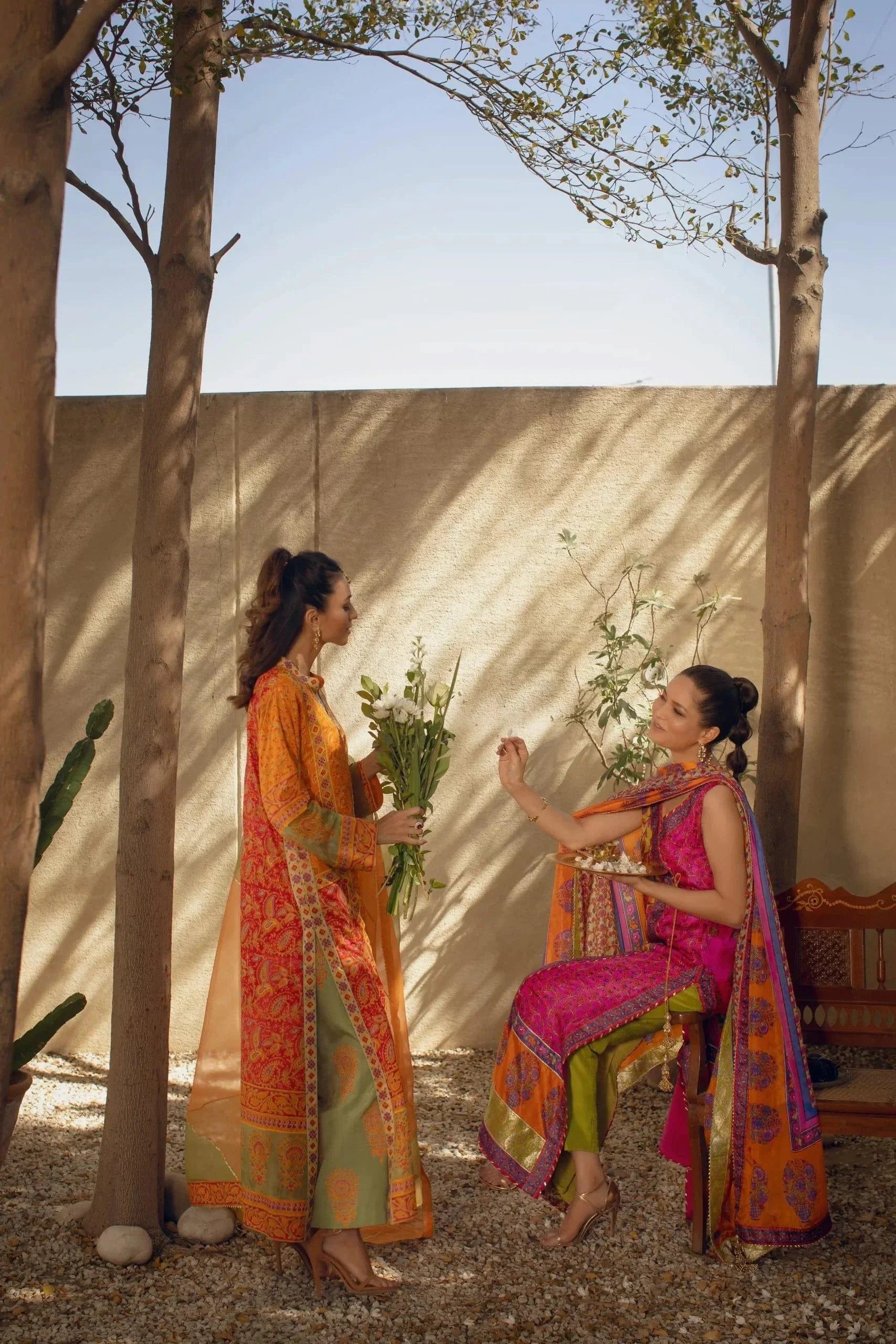 Shehrnaz - Yellow & Orange Block Printed Kaftan With Gotaa Work Paired With Block Printed Azaar – SHK-1069 - Studio by TCS