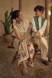Shehrnaz - Off-White Silk Coat With Miniature Embroidery Paired With Matching Slip And Capri Pants – SHK-1074 - Studio by TCS