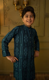 Cheeco Chic - Blended Cotton Kurta Pajama For Boy - Teal - 2 Piece