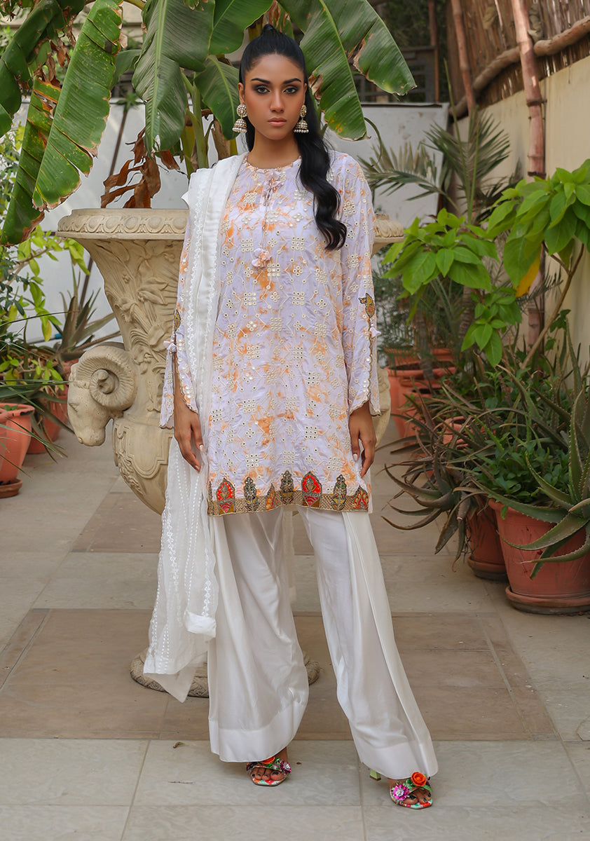 Huma Adnan - Tazeen - White - Silk & Organza - 3 Piece