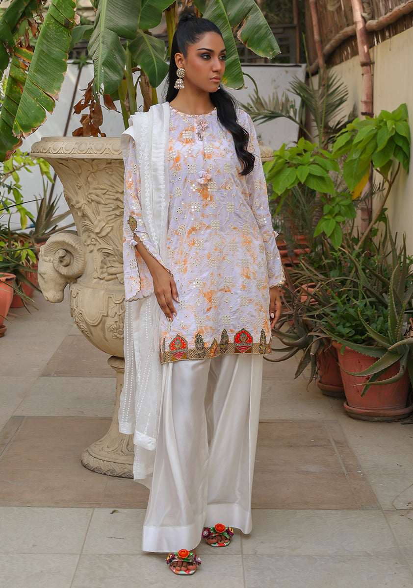 Huma Adnan - Tazeen - White - Silk & Organza - 3 Piece