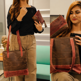 Zahraas Vintage Voyager -Ladies Tote Bag Brown