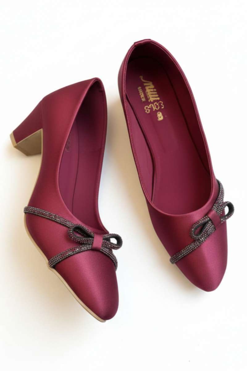 Milli Shoes - Satin Court Shoes For Women - Berry Burgundy - Studio by TCS