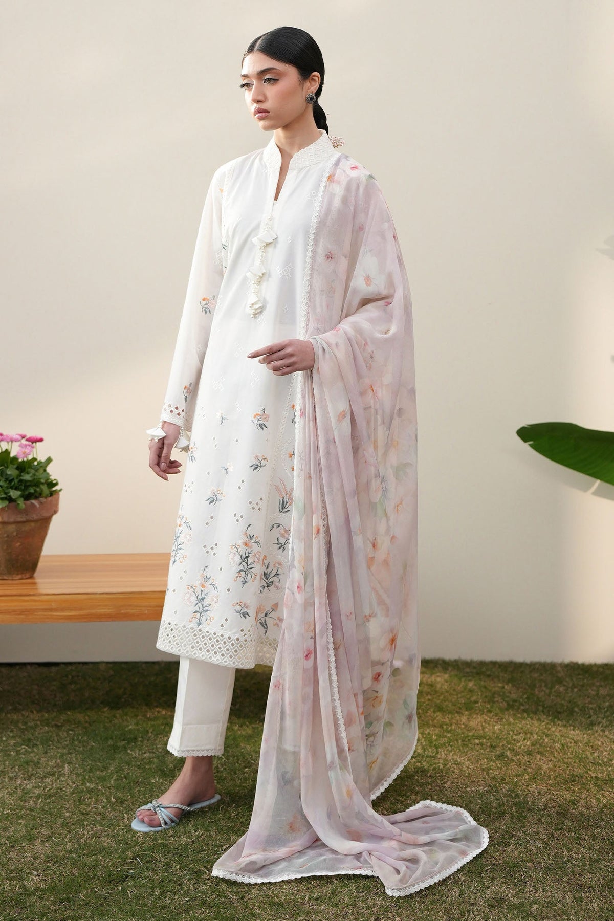 Cross Stitch - Lawn Pristine Ivory Unstitch Suit For Women - 3 Piece