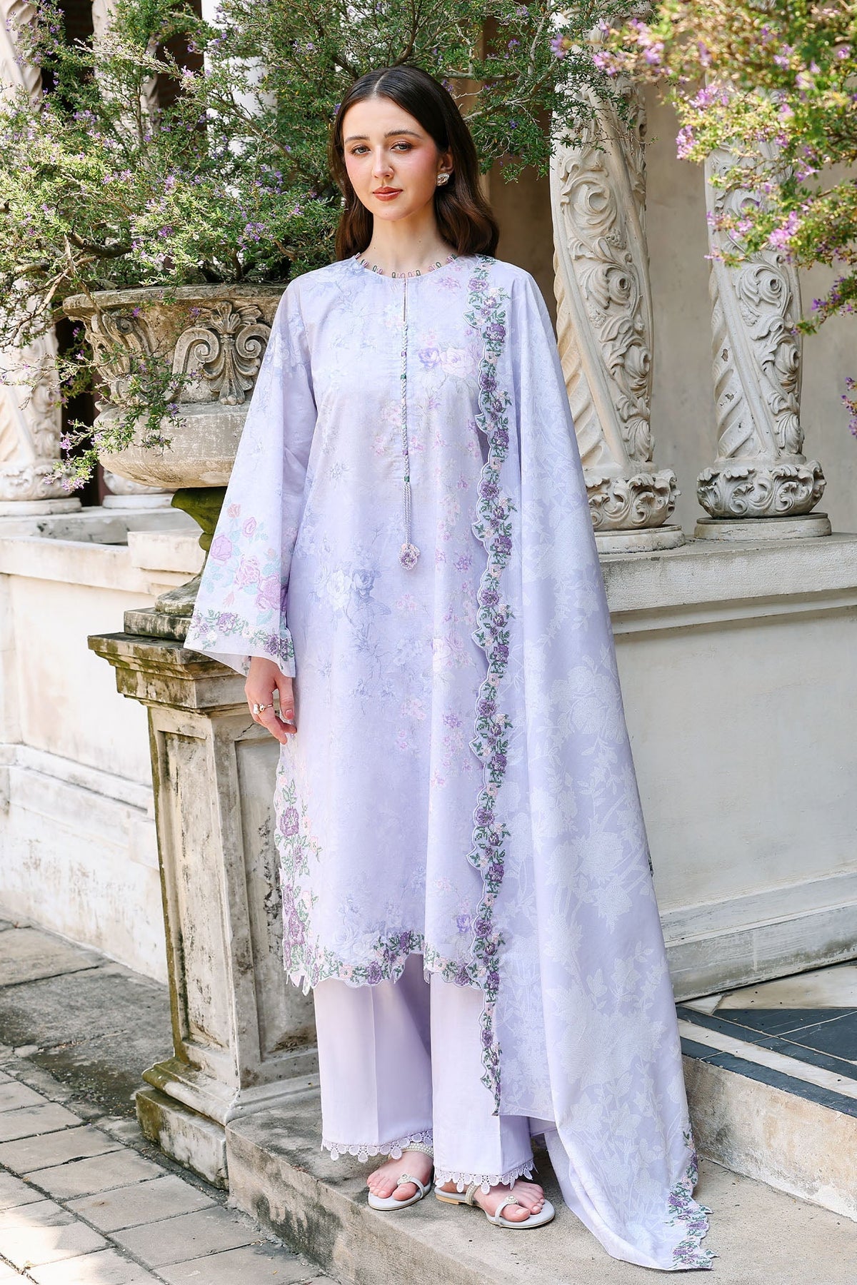 Cross Stitch - CRYSTAL GLAZE Lawn Unstitch Suit For Women - 3 Piece