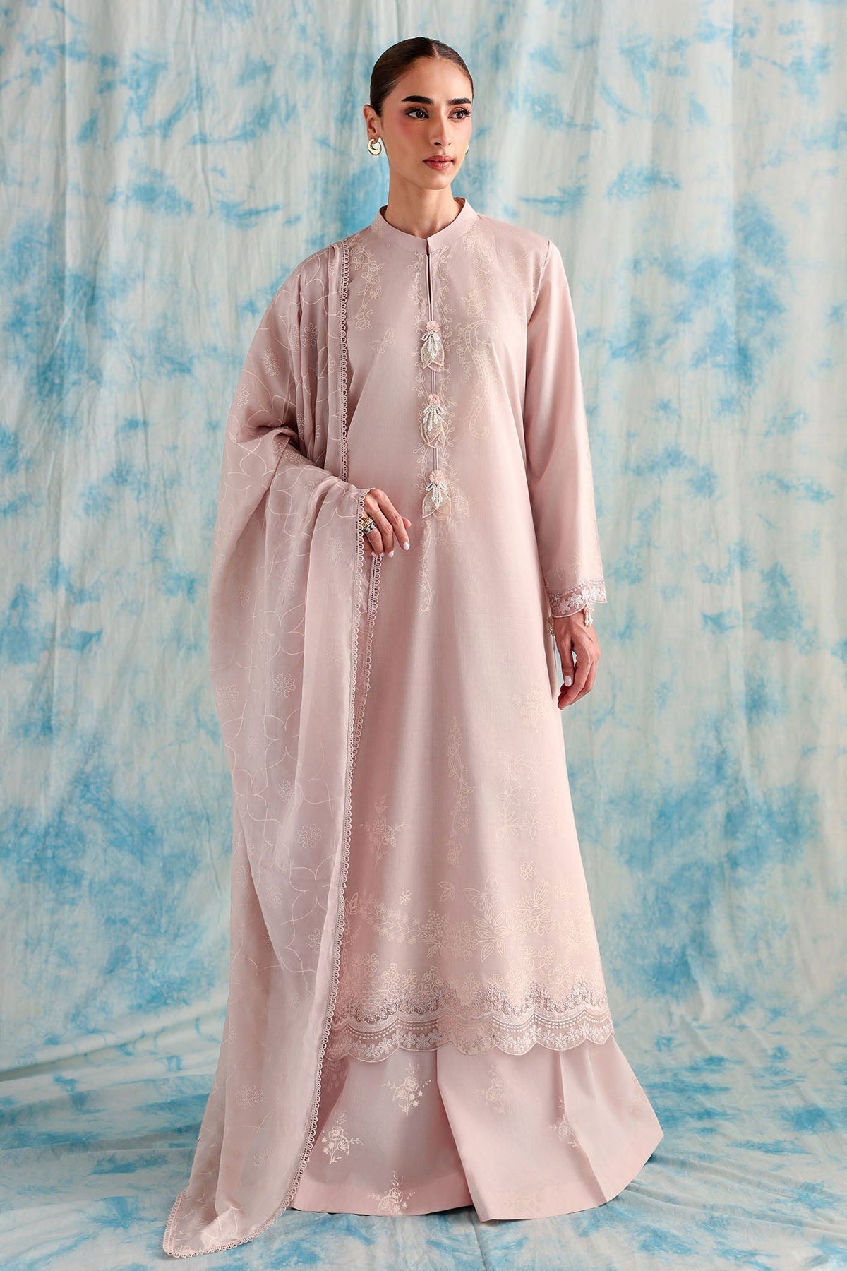 Cross Stitch - Muted Mauve Printed Lawn Unstitch Suit For Women - 3 Piece