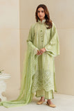 Cross Stitch - Sage Silk Chikankari Lawn Unstitch Suit For Women - 3 Piece